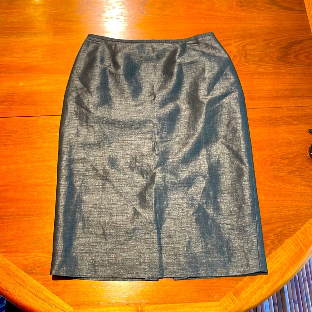Lafayette 148 gray and silver pencil skirt linen blend size 6